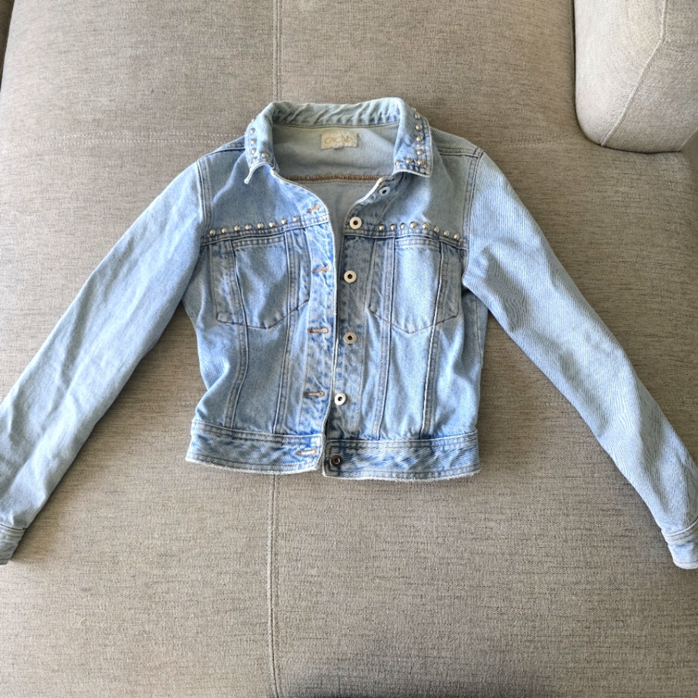 CACHE Vintage 90s, Y2K, Cropped Denim Studded Jacket Sz Small